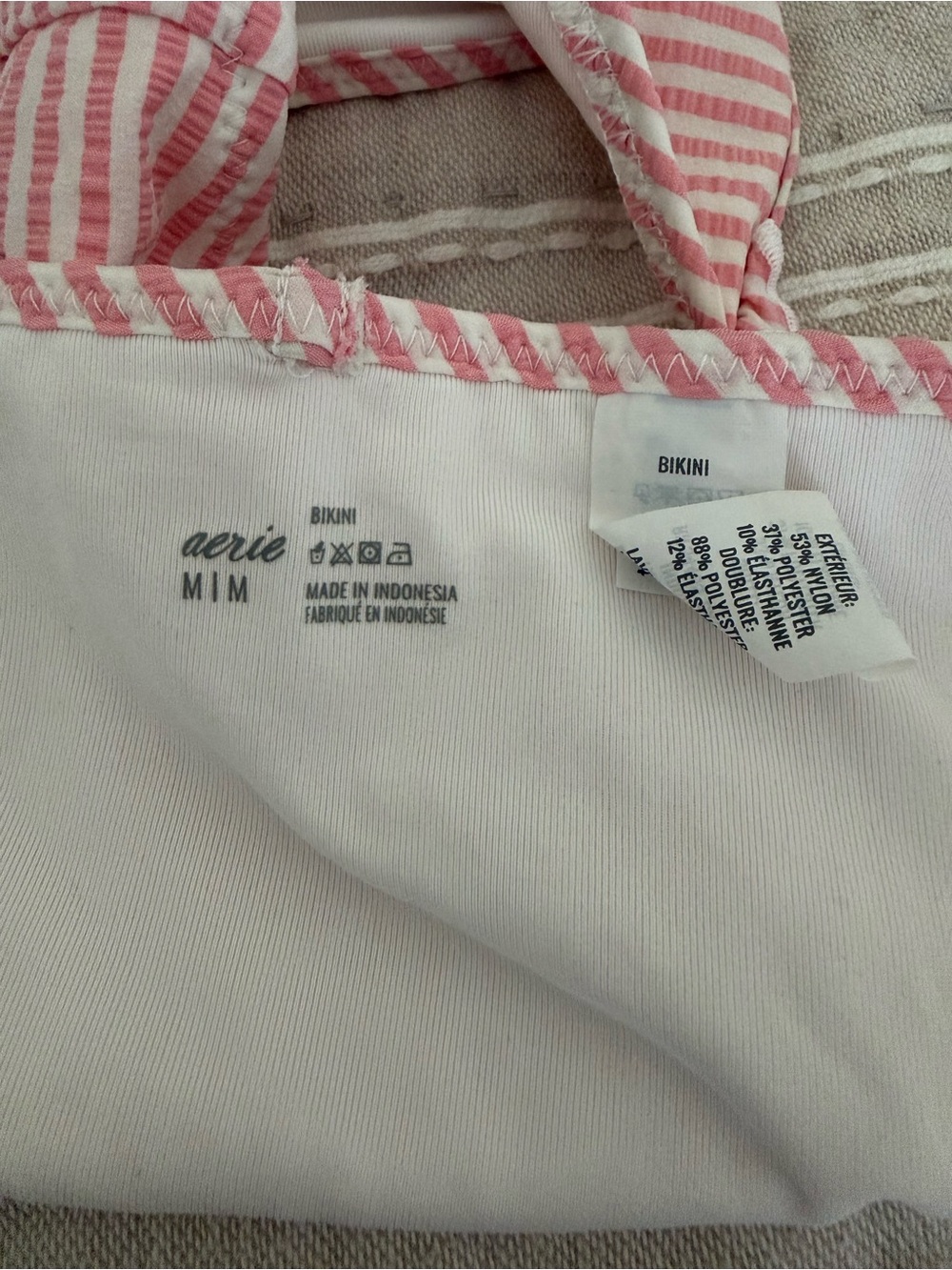 aerie Pink and White Striped Ruffle Bikini Set - Picture 4 of 4